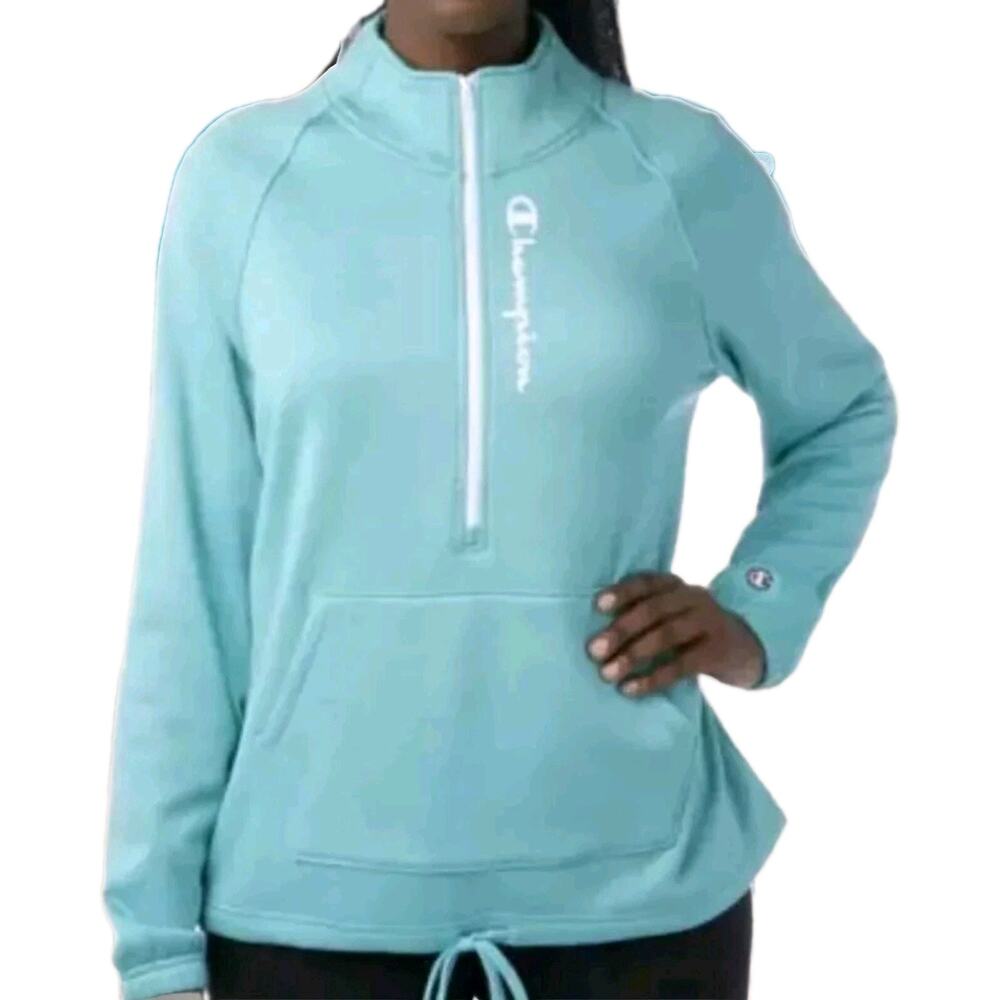 Champion Womens Jacket Womens Size Medium Fleece Pullover 1/4 Sweatshirt Mocknec